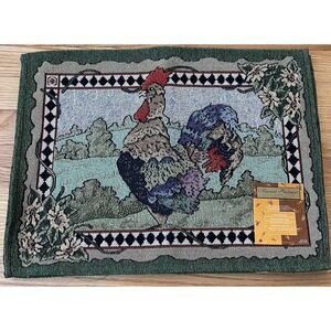 Beth YARBROUGH Rooster Farmhouse Design Tapestry Set Of 4 Placemats 13x18 New